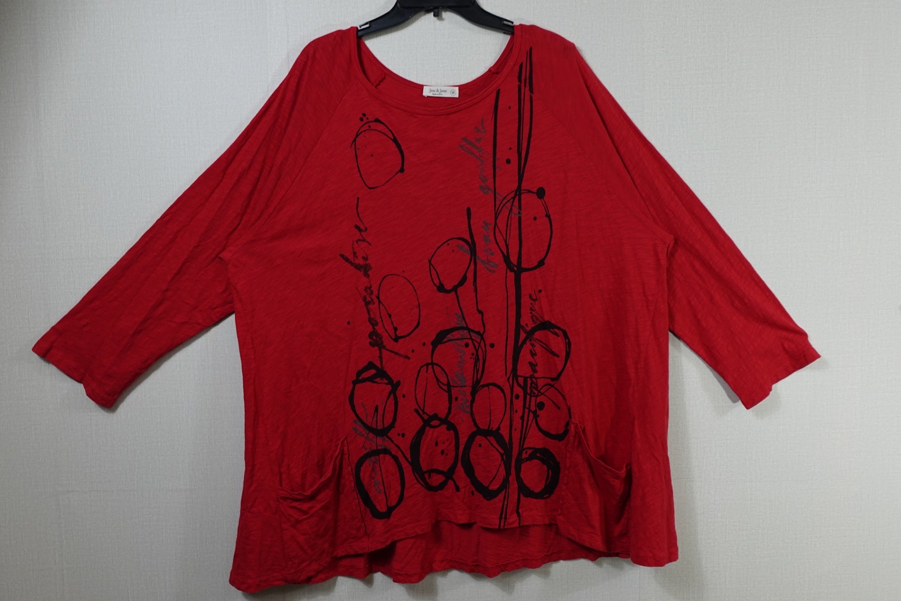 Jess & Jane, 3/4 Sleeves Top Tunic, 2X