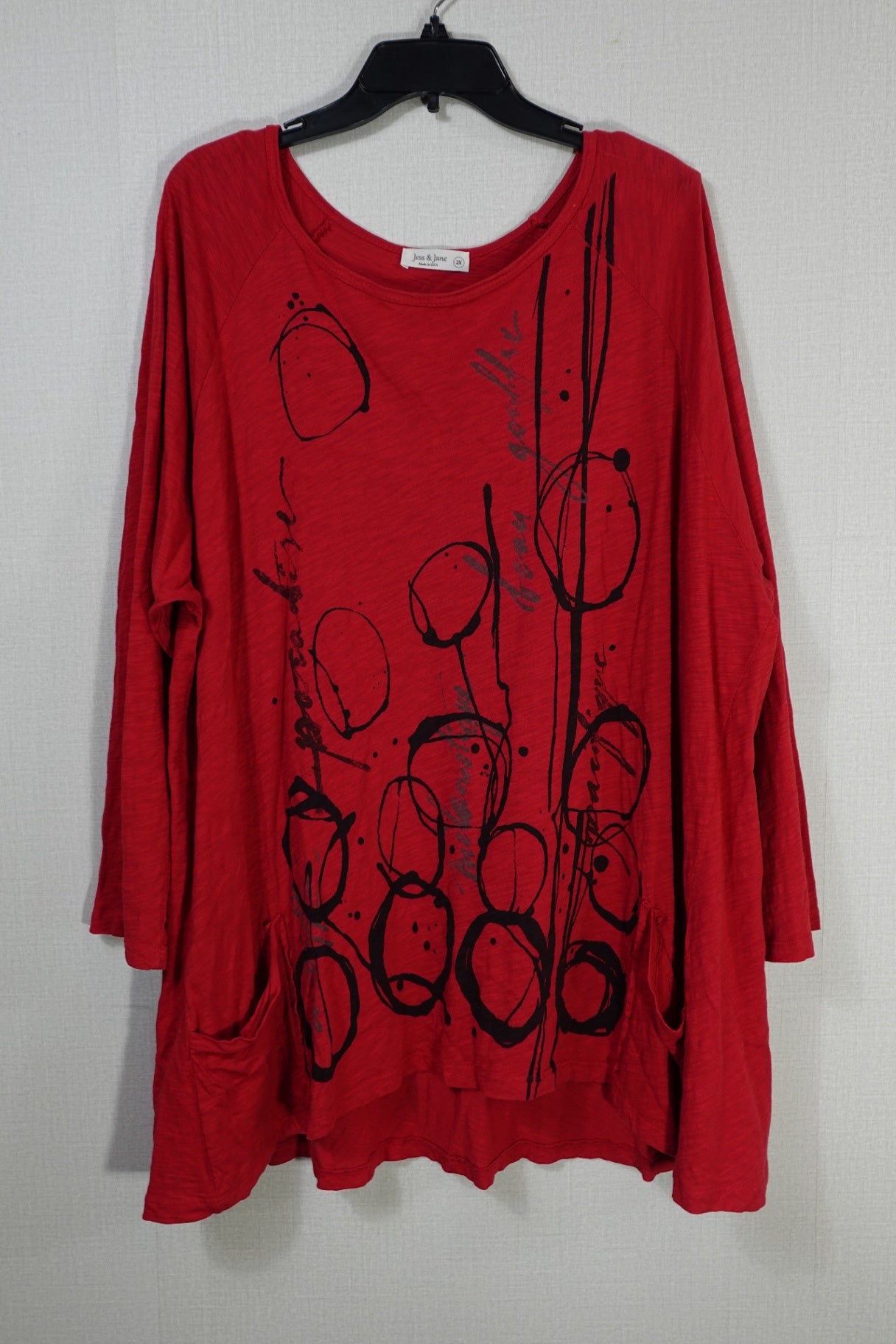 Jess & Jane, 3/4 Sleeves Top Tunic, 2X