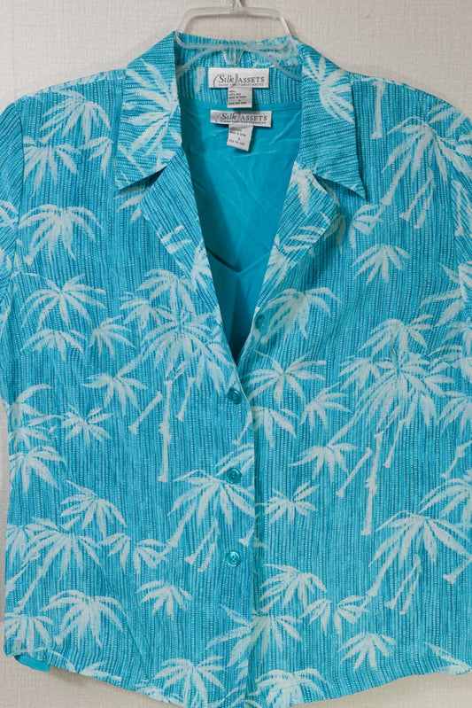 Silk Assets Diane von Furstenberg, Short Sleeve Button Down And Tank, L