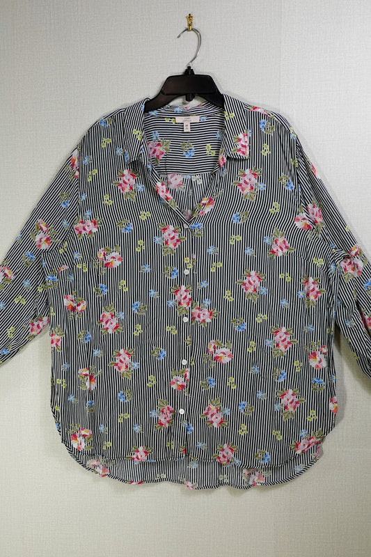 Como Vintage, Long Sleeves Top- Button Down, 2X