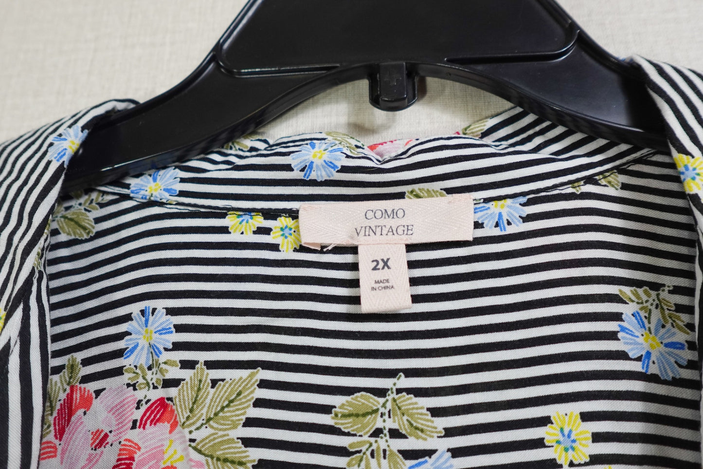 Como Vintage, Long Sleeves Top- Button Down, 2X