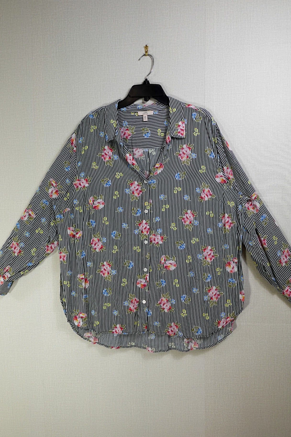 Como Vintage, Long Sleeves Top- Button Down, 2X