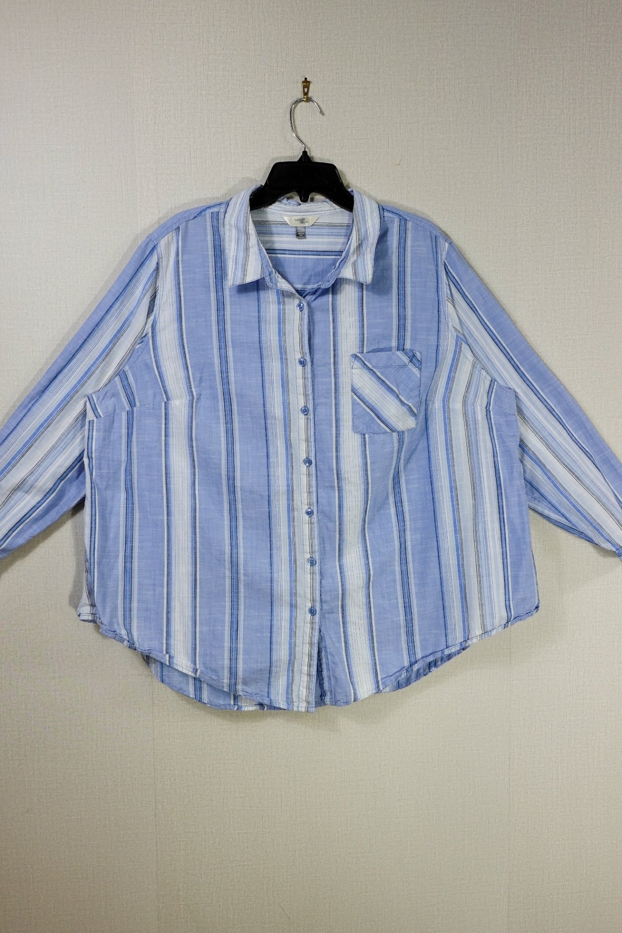 Terra & Sky, Long Sleeves Top- Button Down, 2X (20W-22W)