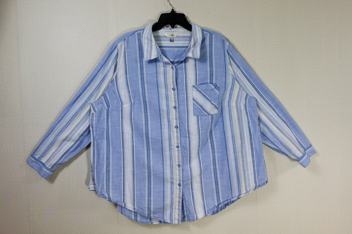 Terra & Sky, Long Sleeves Top- Button Down, 2X (20W-22W)