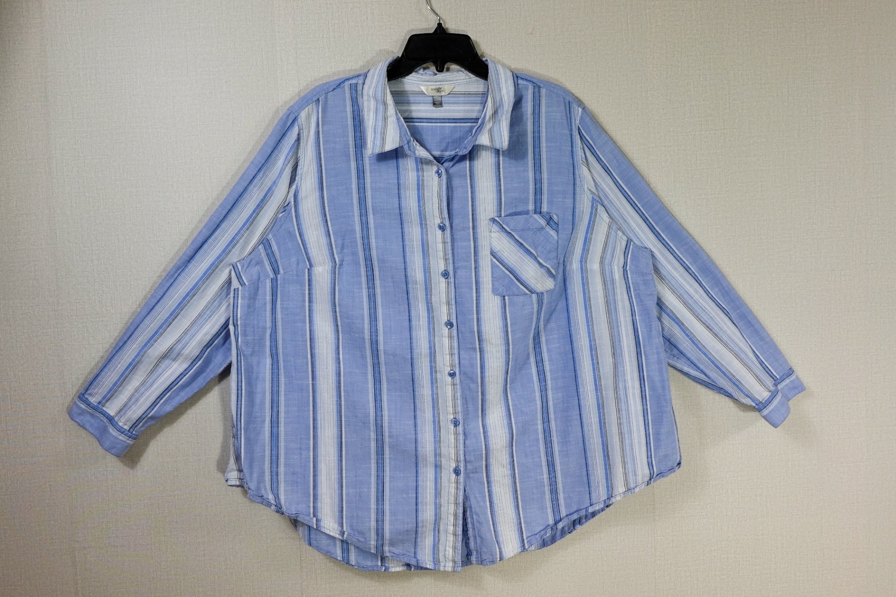 Terra & Sky, Long Sleeves Top- Button Down, 2X (20W-22W)