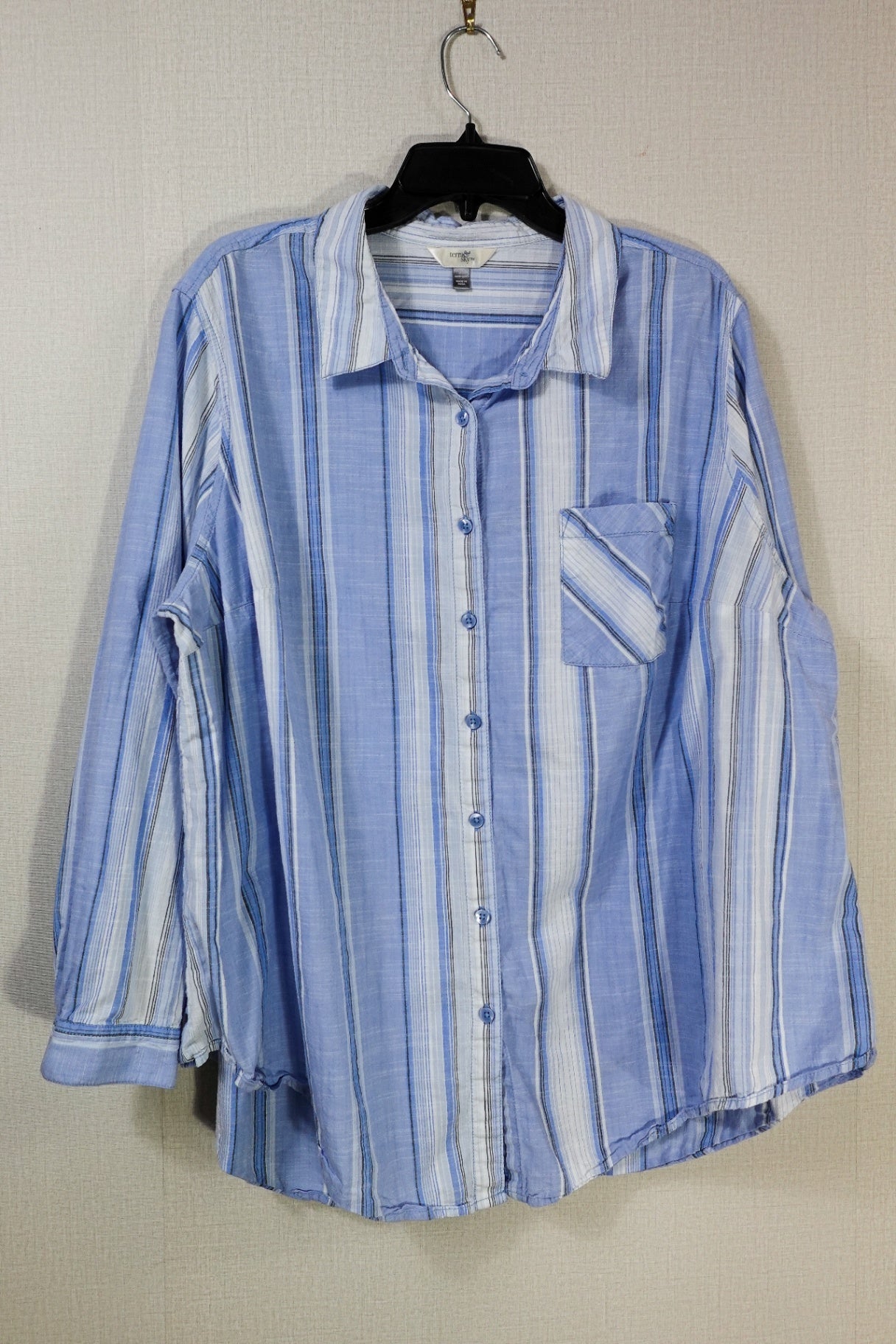 Terra & Sky, Long Sleeves Top- Button Down, 2X (20W-22W)