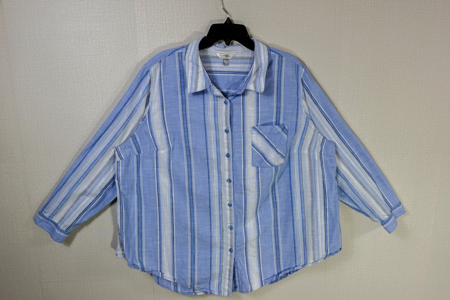 Terra & Sky, Long Sleeves Top- Button Down, 2X (20W-22W)