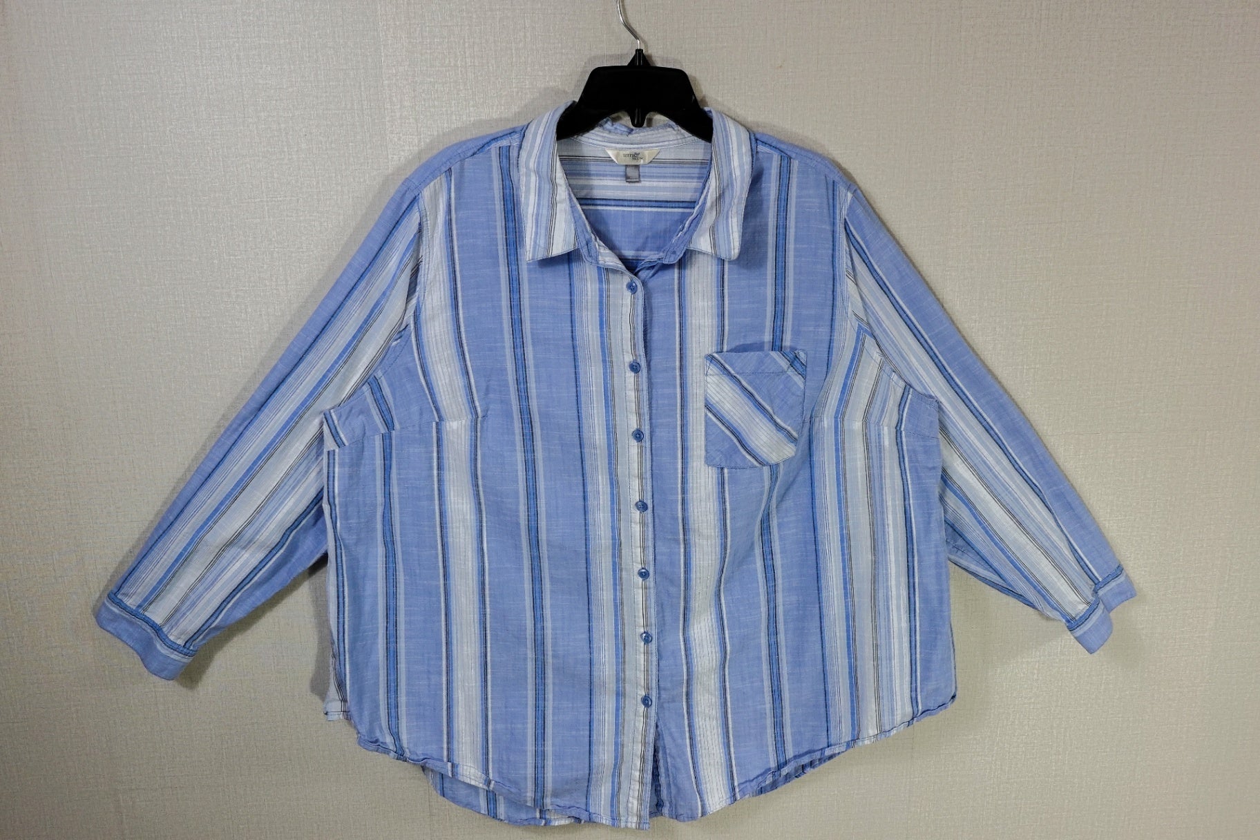 Terra & Sky, Long Sleeves Top- Button Down, 2X (20W-22W)