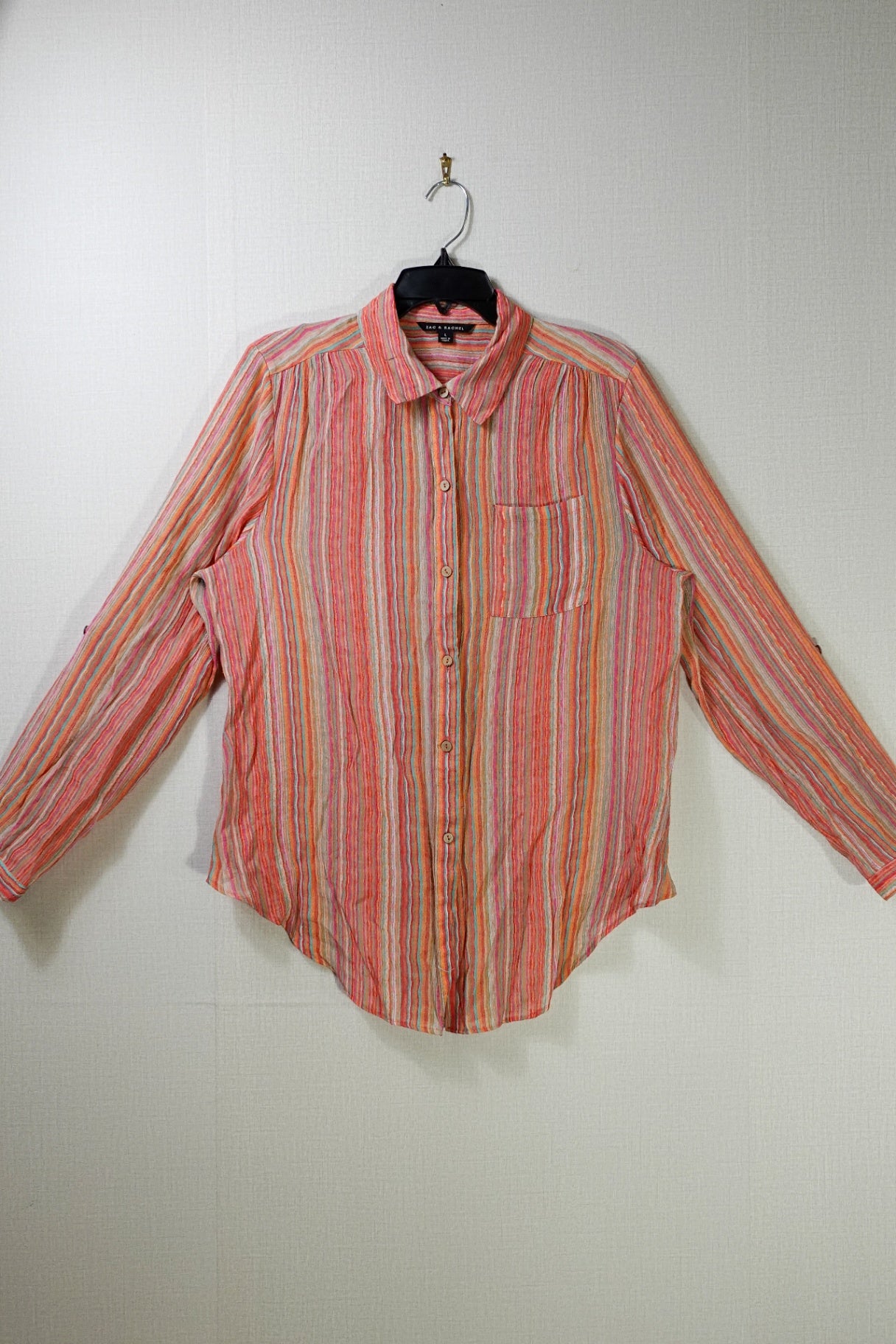 Zac & Rachel, Long Sleeve Top- Button Down, Large