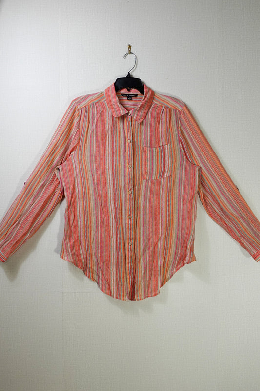 Zac & Rachel, Long Sleeve Top- Button Down, Large