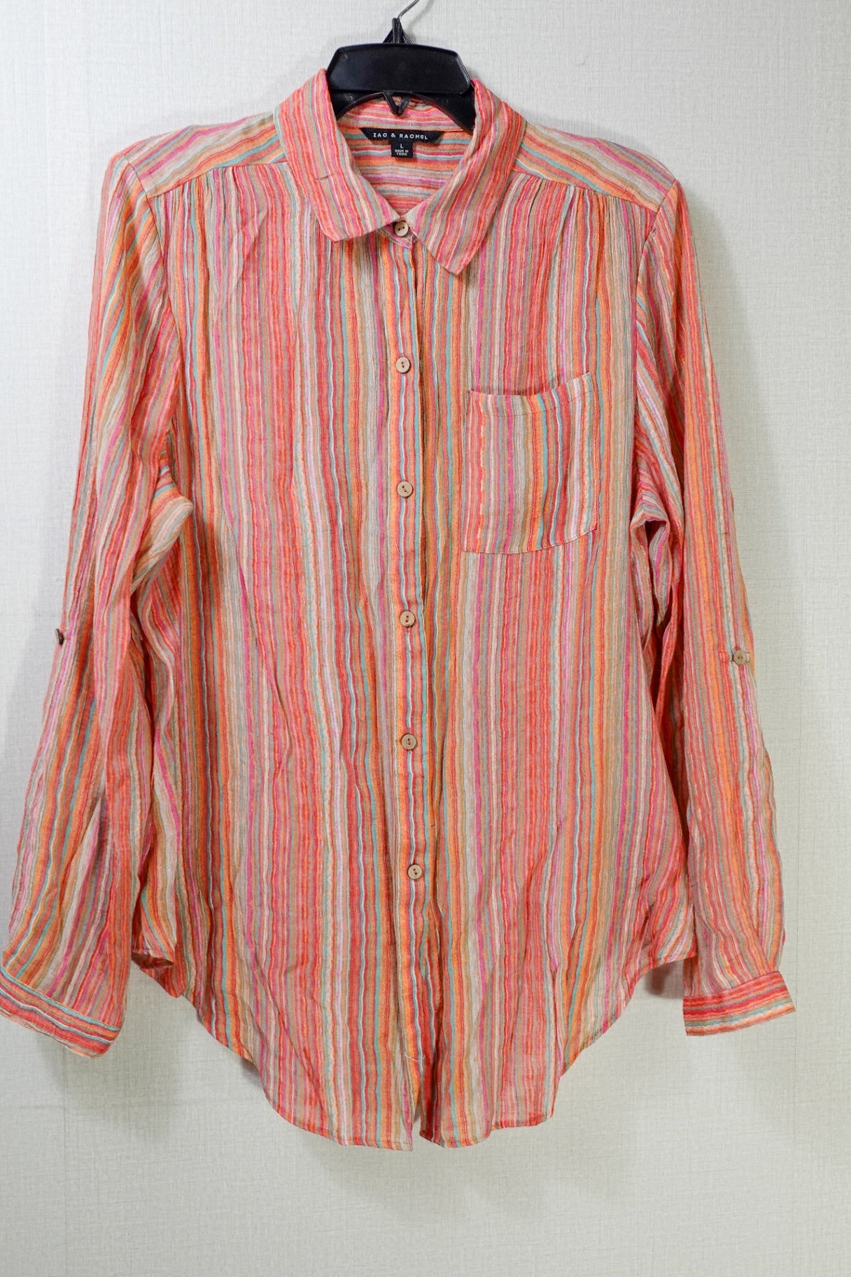 Zac & Rachel, Long Sleeve Top- Button Down, Large