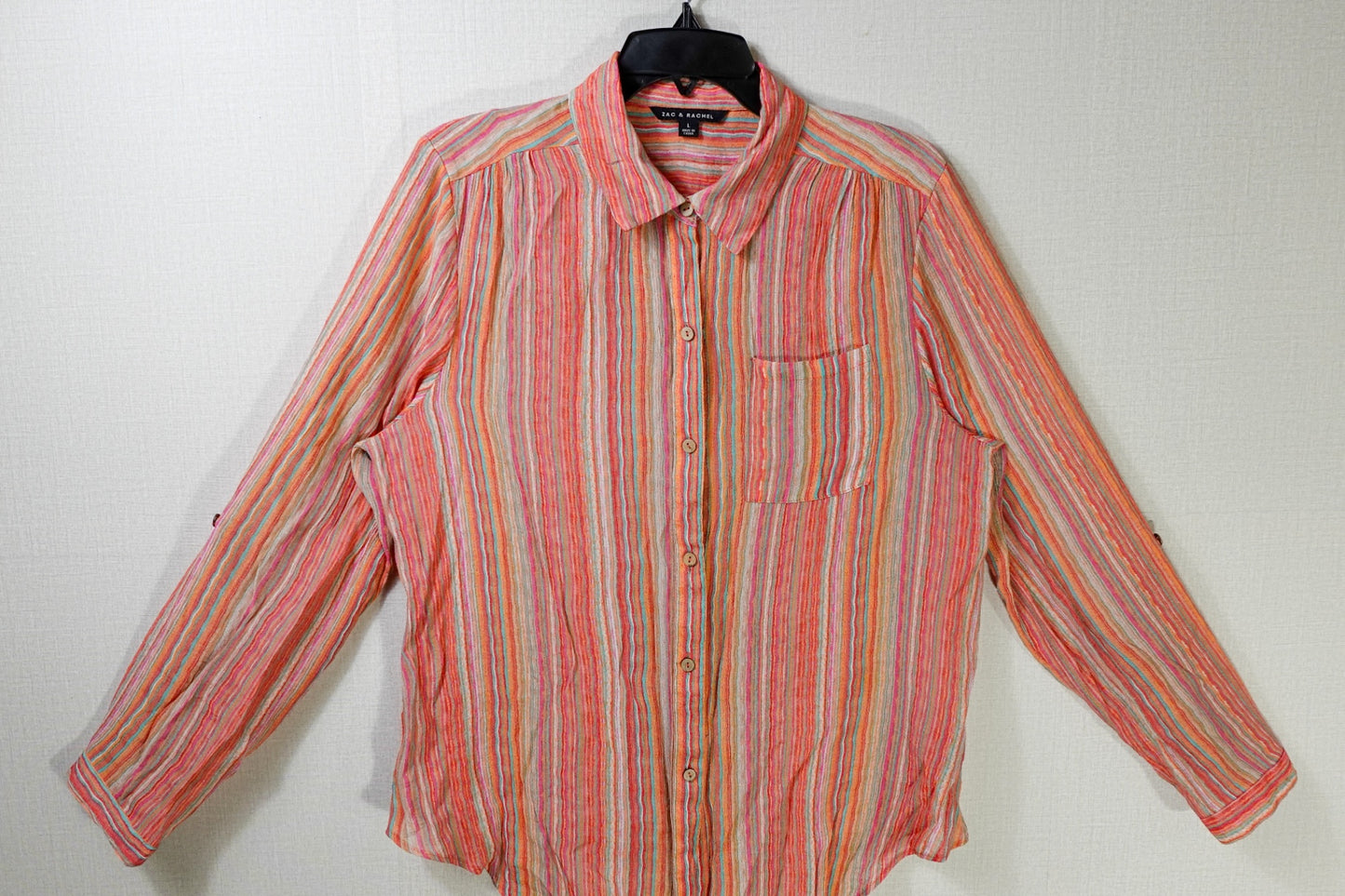 Zac & Rachel, Long Sleeve Top- Button Down, Large