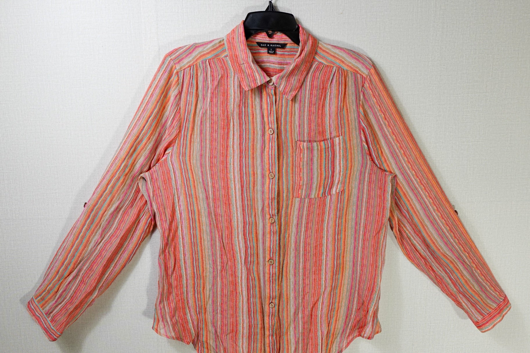 Zac & Rachel, Long Sleeve Top- Button Down, Large
