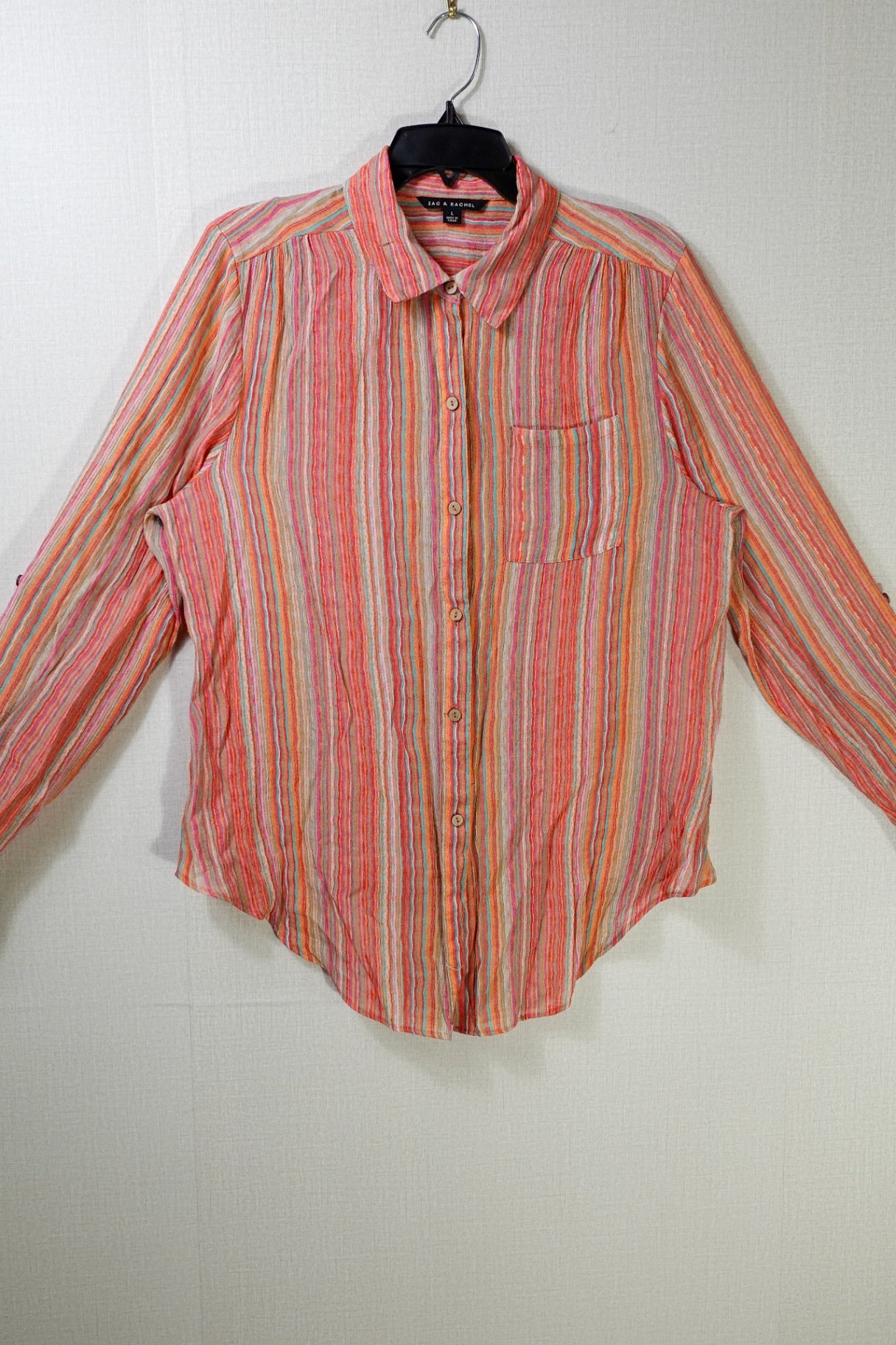 Zac & Rachel, Long Sleeve Top- Button Down, Large