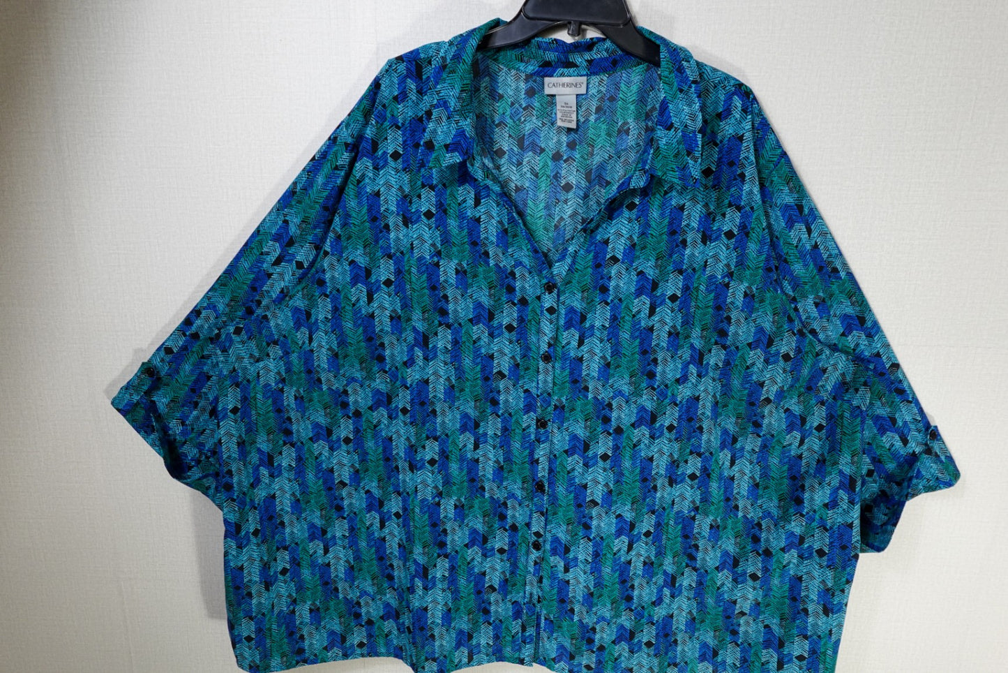 Catherines, Short Sleeved Top - button down, 34/36W (5X)