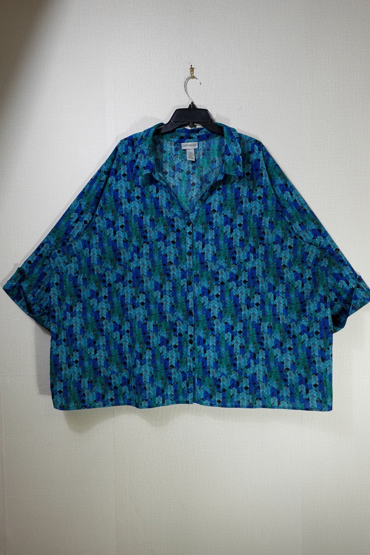 Catherines, Short Sleeved Top - button down, 34/36W (5X)