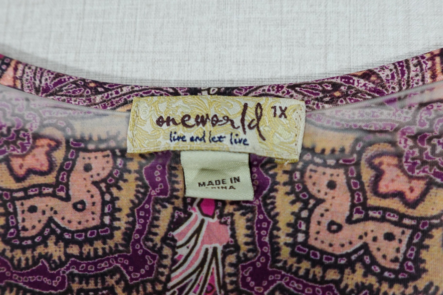 One World, Short Sleeved Top, 1X