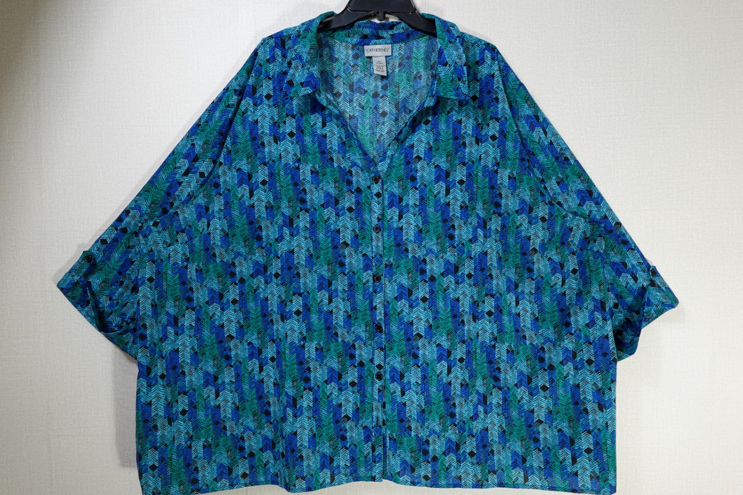 Catherines, Short Sleeved Top - button down, 34/36W (5X)