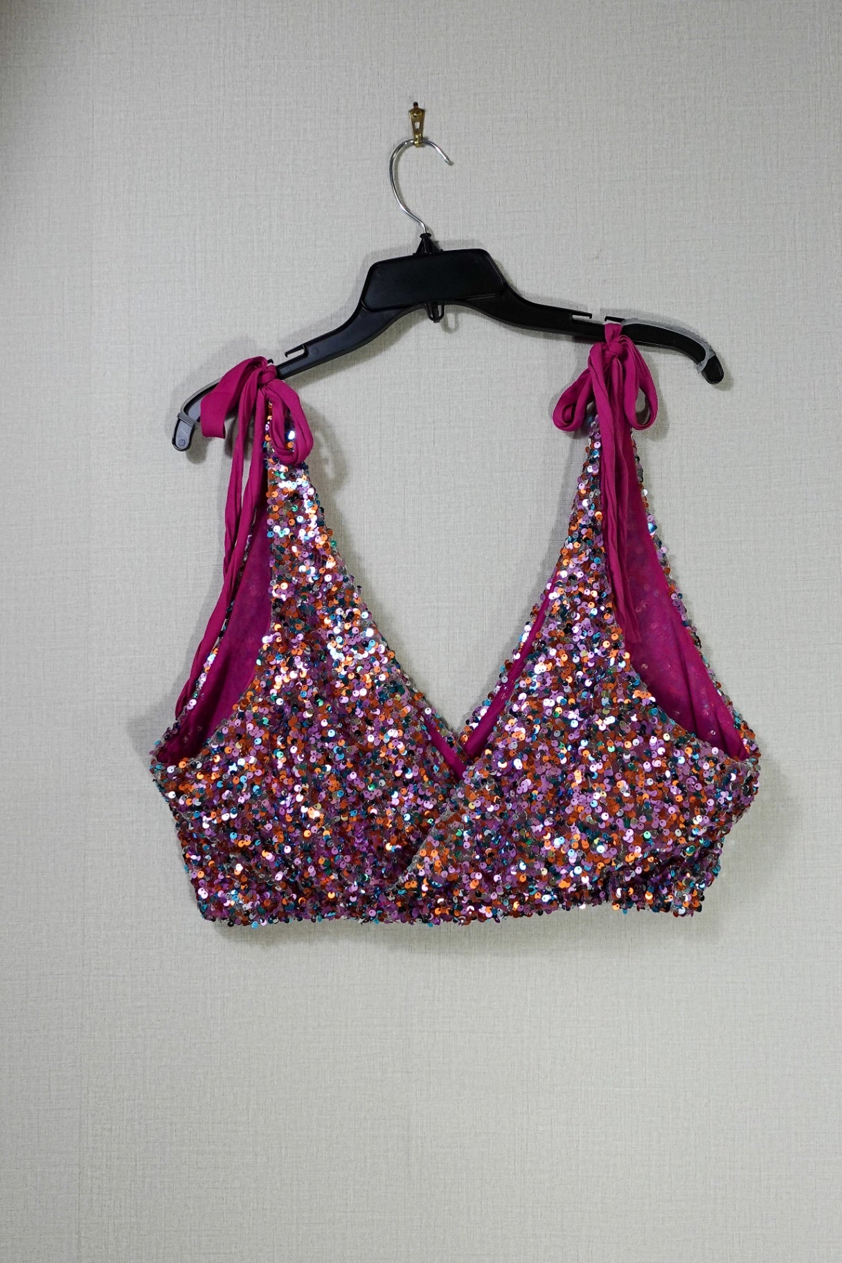 Free People, Sequin Crop Top, L (Roomy Should fit 14/16)