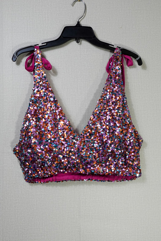 Free People, Sequin Crop Top, L (Roomy Should fit 14/16)