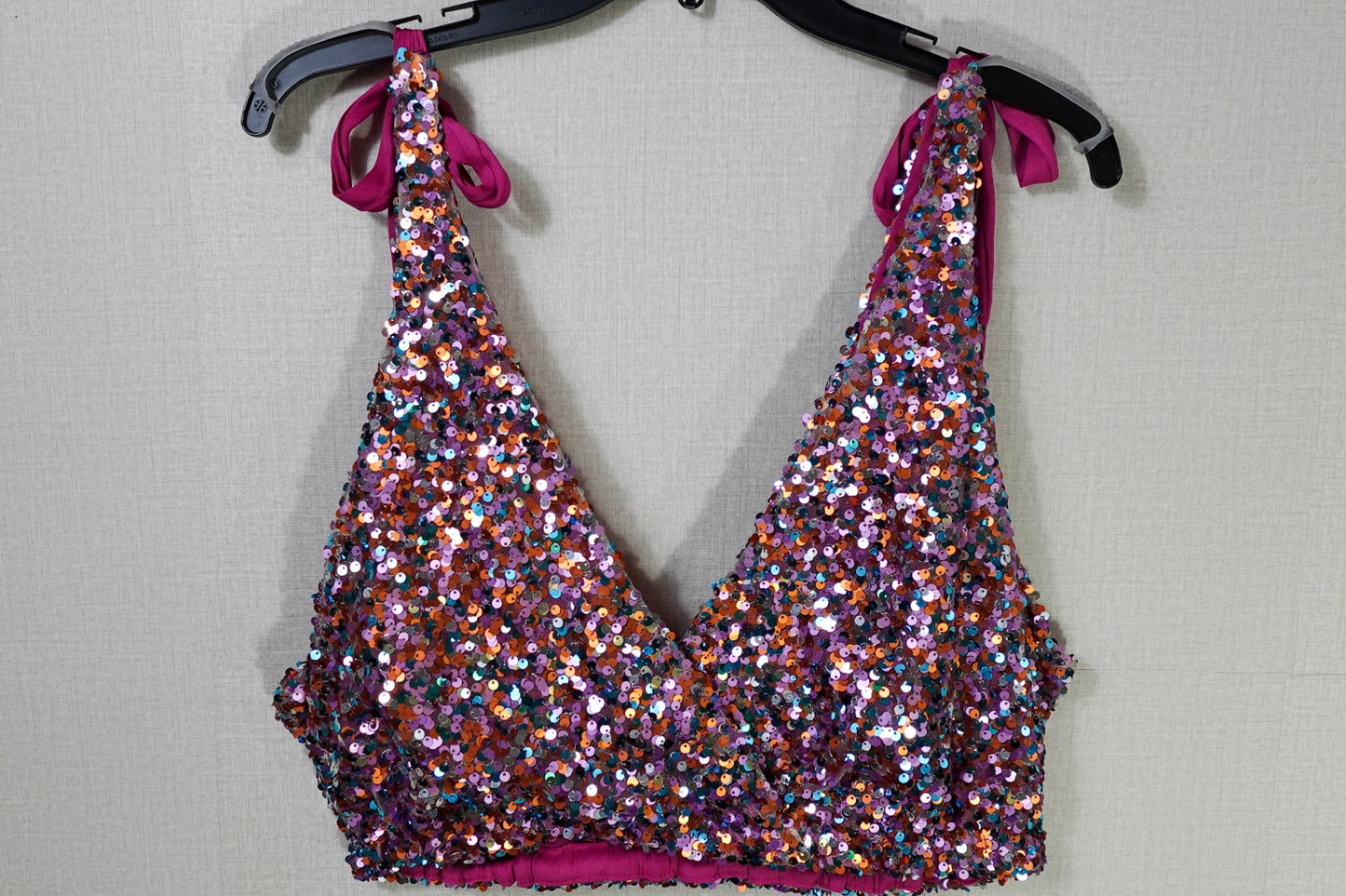 Free People, Sequin Crop Top, L (Roomy Should fit 14/16)