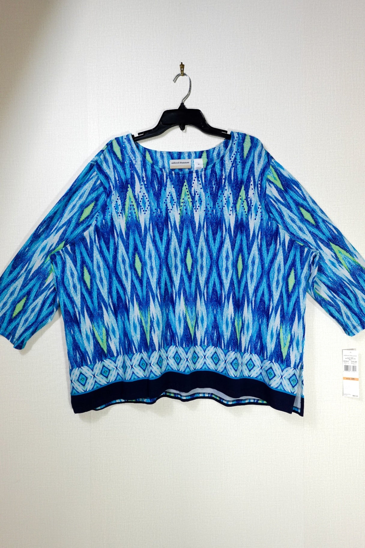 Alfred Dunner, New 3/4 sleeve top, 3X
