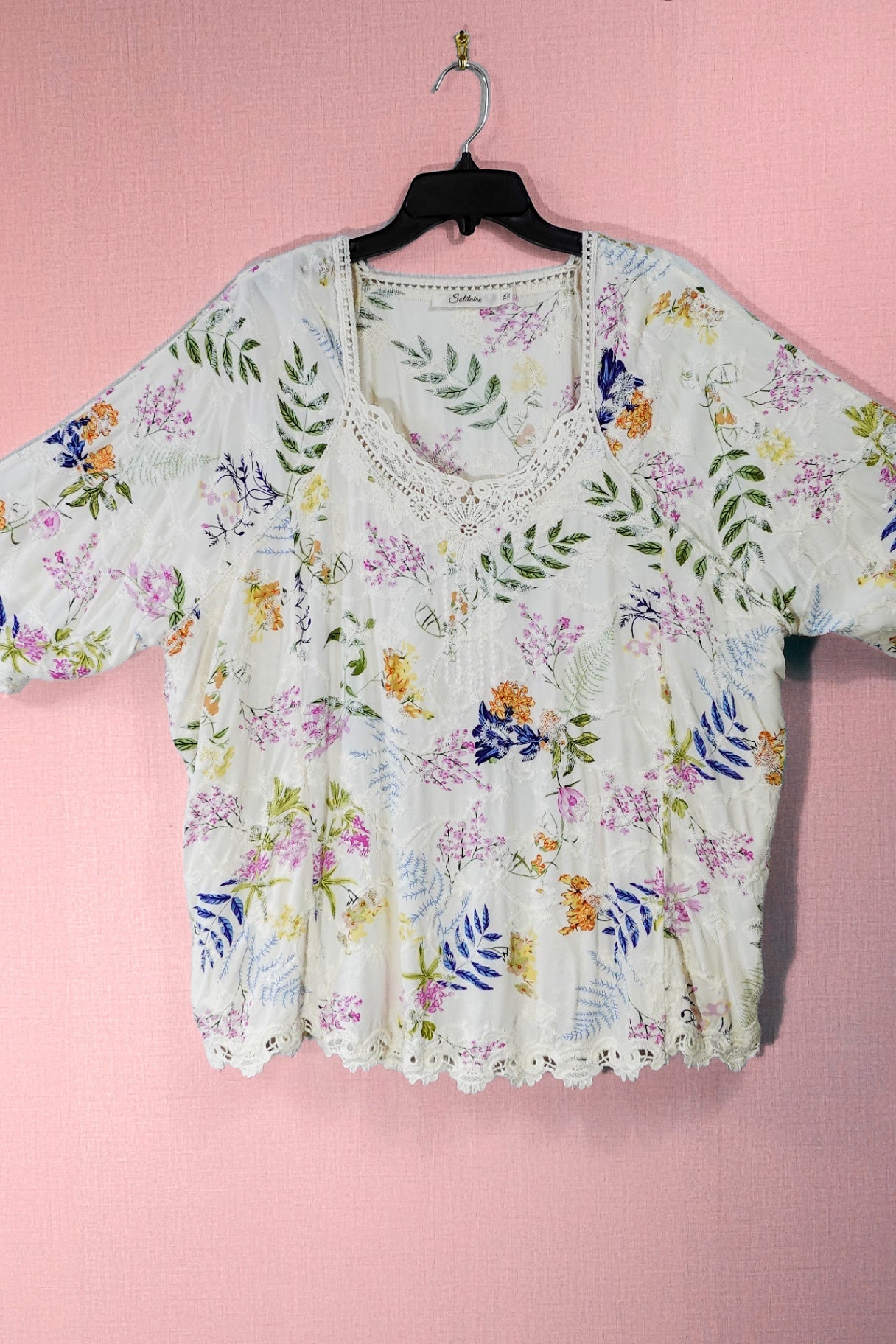 Solitaire, Short Sleeved Top, 1X