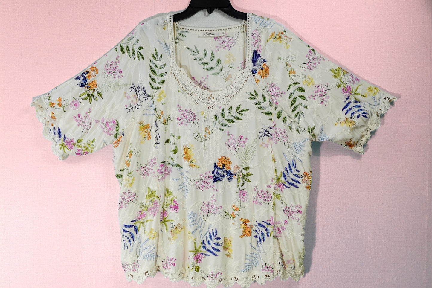 Solitaire, Short Sleeved Top, 1X