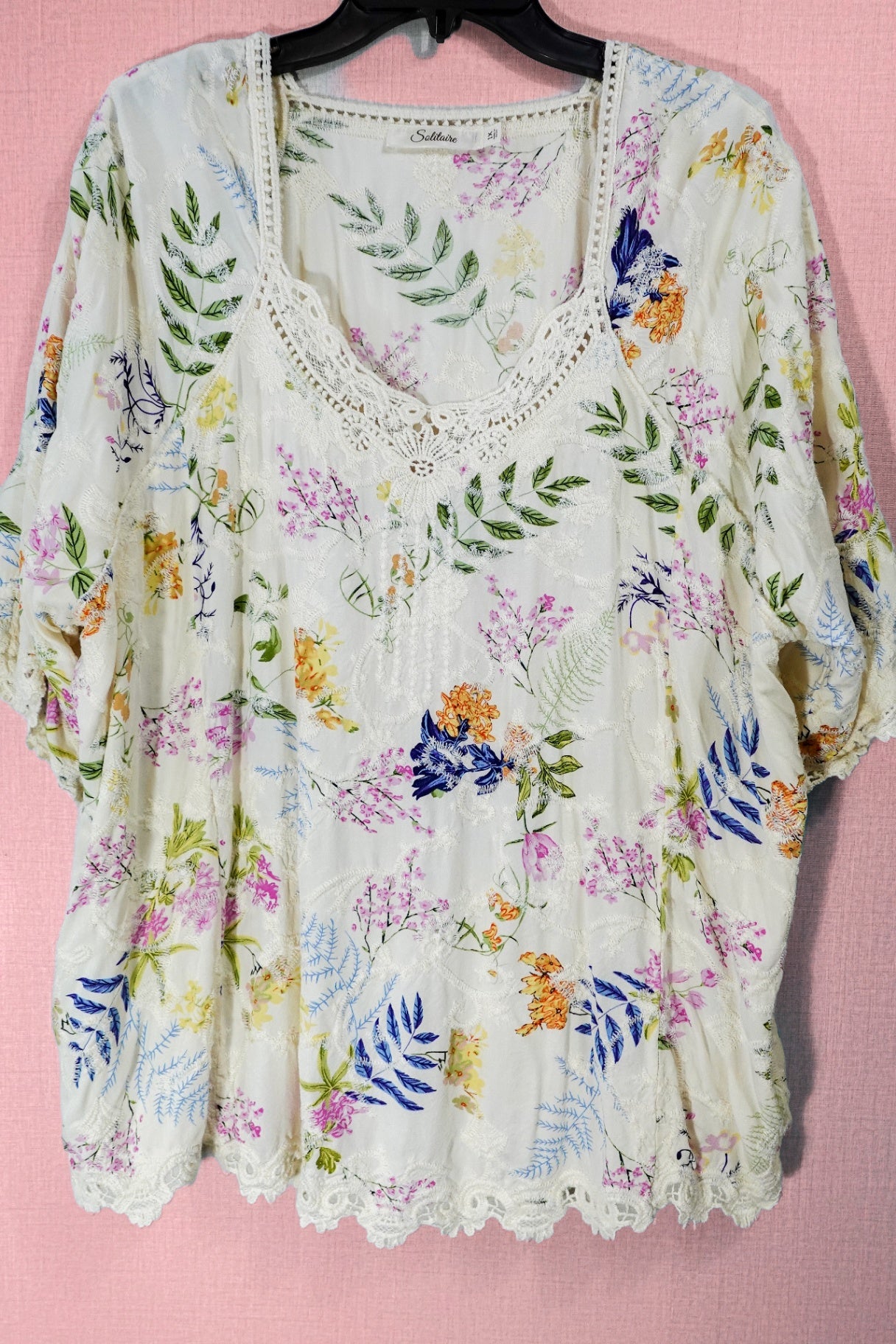 Solitaire, Short Sleeved Top, 1X