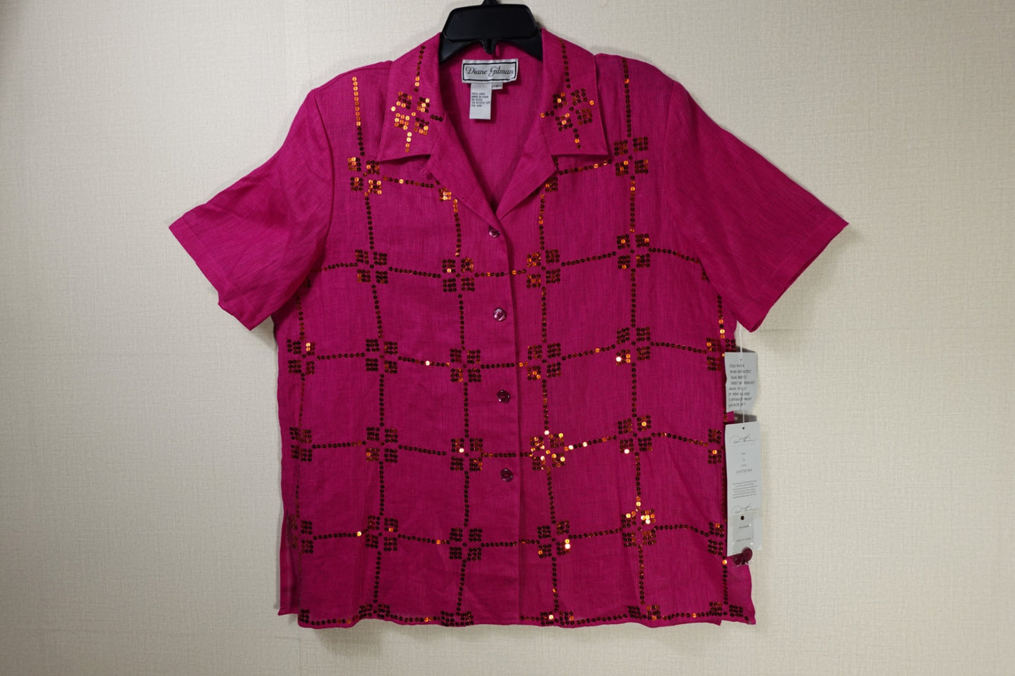 Diane Gilman, New Vintage Short Sleeved Top, Large
