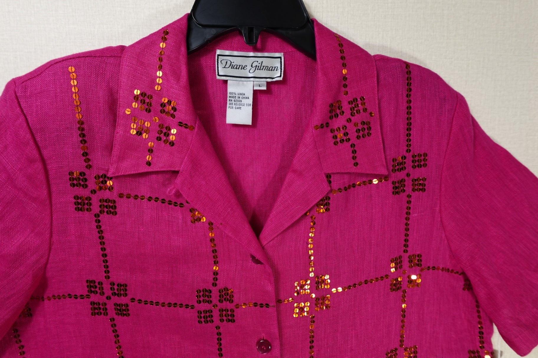 Diane Gilman, New Vintage Short Sleeved Top, Large