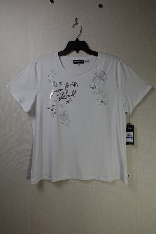 Karl Lagerfeld, New T-Shirt Shorts Sleeve, XL White