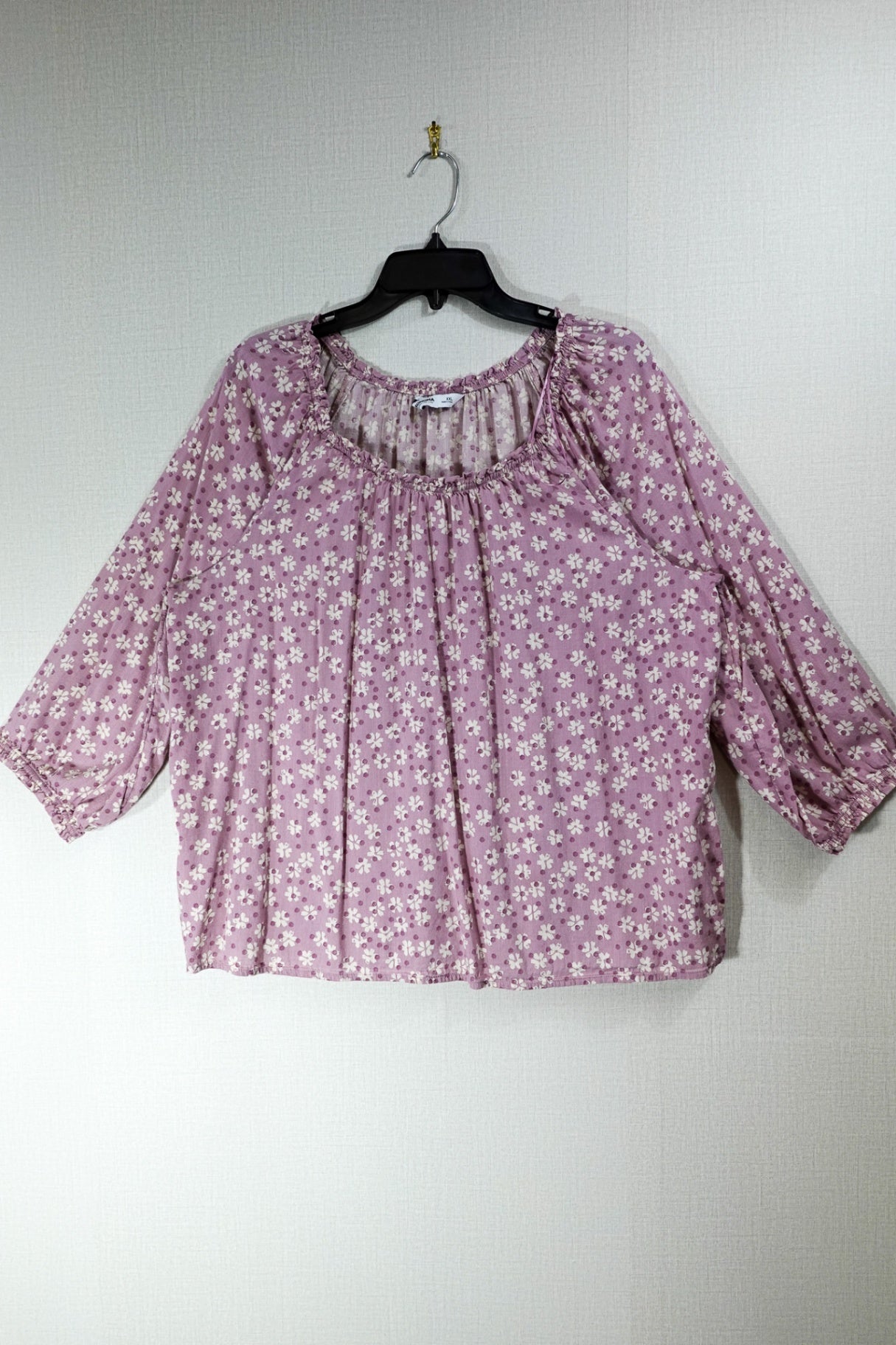 Sonoma Goods for Life, 3/4 SLEEVE TOP, 2X Pink and Purple Floral
