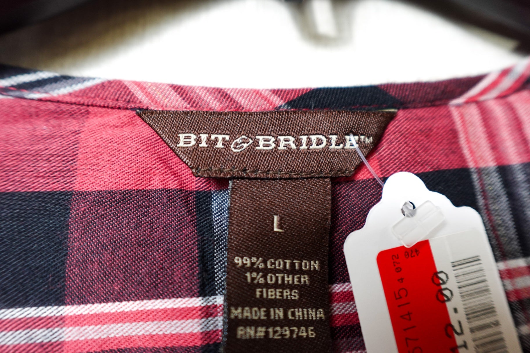 Bit & Bridle, New Long Sleeves Top, L Red / Black / White