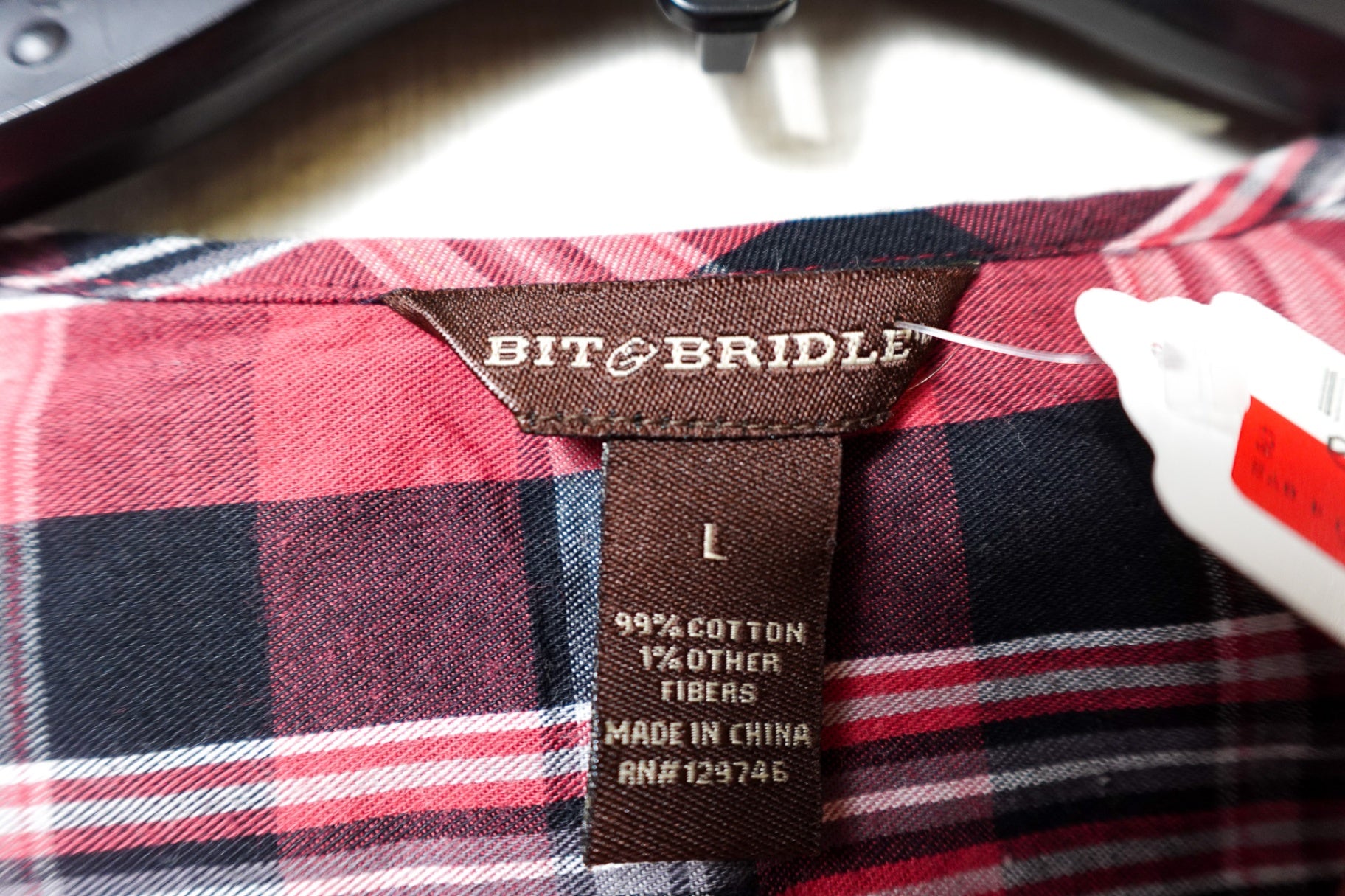 Bit & Bridle, New Long Sleeves Top, L Red / Black / White