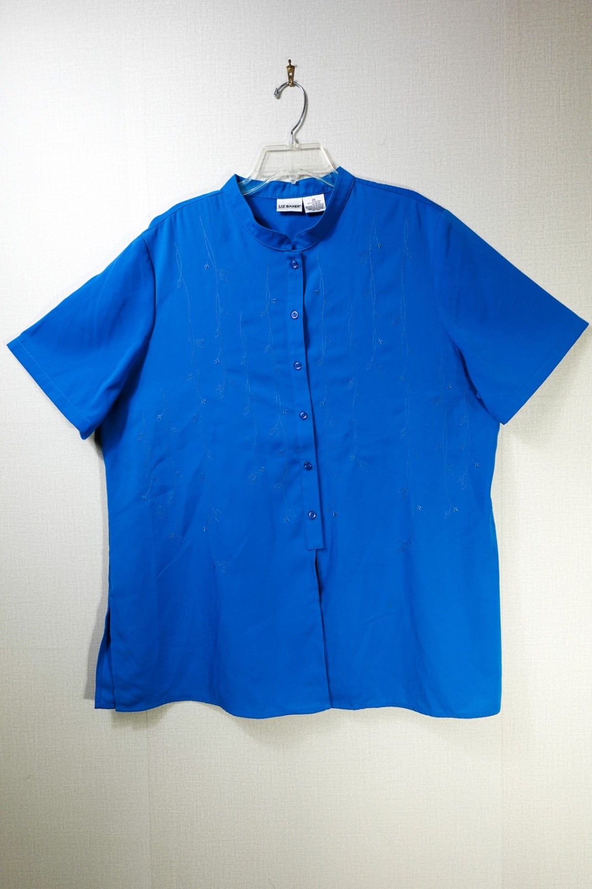 Liz Baker, Short Sleeved Top, 2X Bright Blue