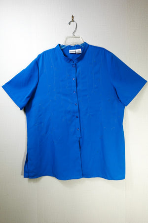 Liz Baker, Short Sleeved Top, 2X Bright Blue