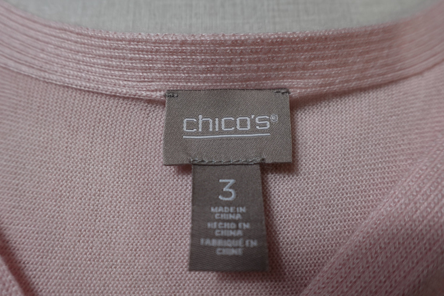 Chico's, Short sleeve knit top, XL (Chicos 3) Light Pink
