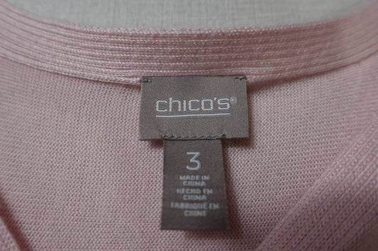 Chico's, Short sleeve knit top, XL (Chicos 3) Light Pink