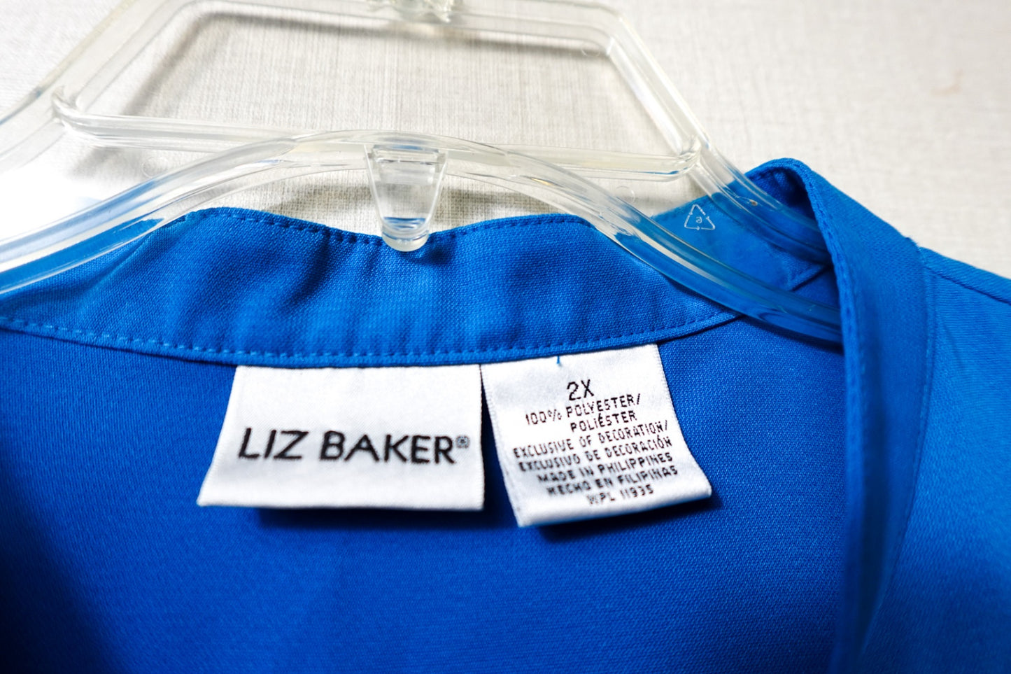 Liz Baker, Short Sleeved Top, 2X Bright Blue