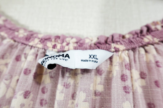 Sonoma Goods for Life, 3/4 SLEEVE TOP, 2X Pink and Purple Floral