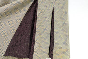 Lane Bryant, Pleated Skirt, 20 Tan plaid with dark brown lace