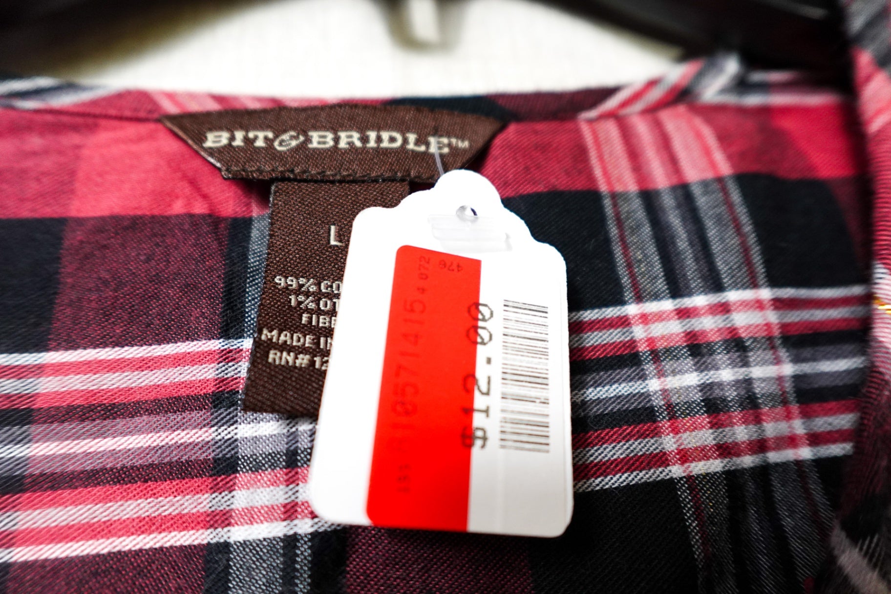 Bit & Bridle, New Long Sleeves Top, L Red / Black / White