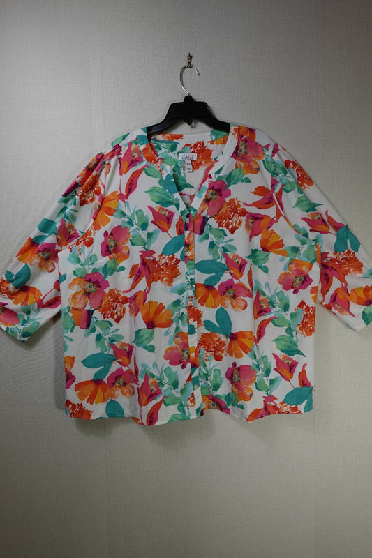 D&CO, 3/4 Sleeve Knit Top, 3X Green