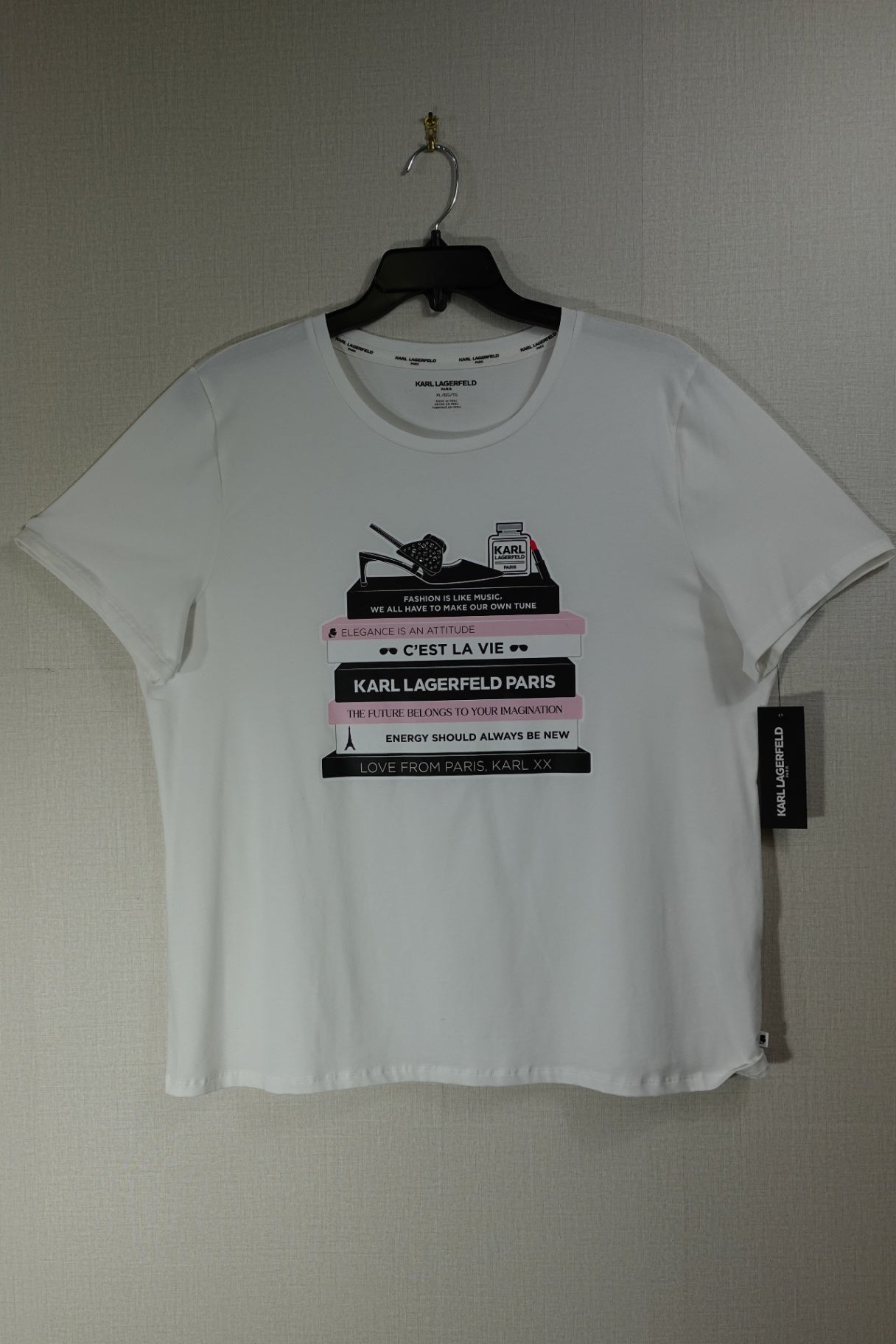 Karl Lagerfeld, New T-Shirt Shorts Sleeve, XL White