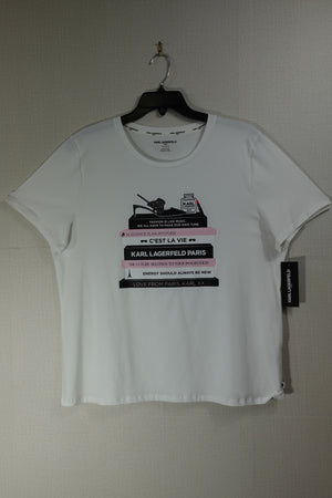 Karl Lagerfeld, New T-Shirt Shorts Sleeve, XL White