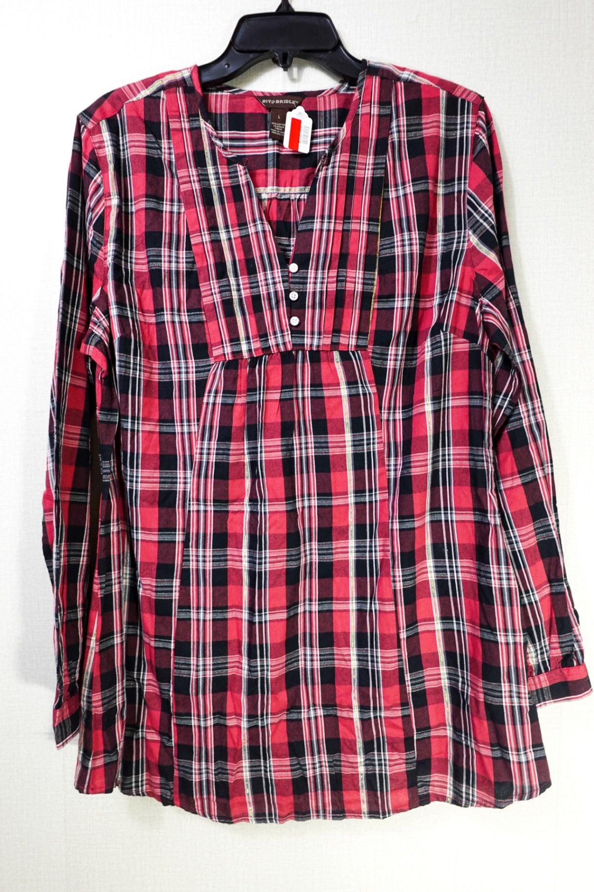 Bit & Bridle, New Long Sleeves Top, L Red / Black / White
