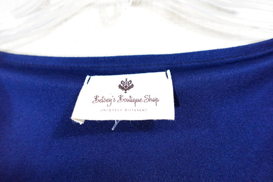 Betsy's Boutique, Short Sleeved Top, XL, Navy Blue