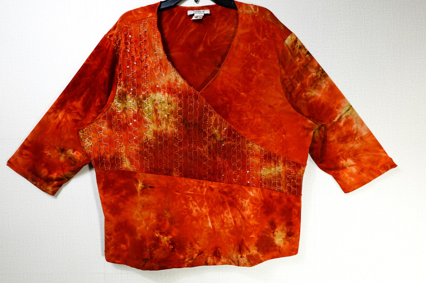 Only 9, 3/4 Sleeve Top, 3X, Orange
