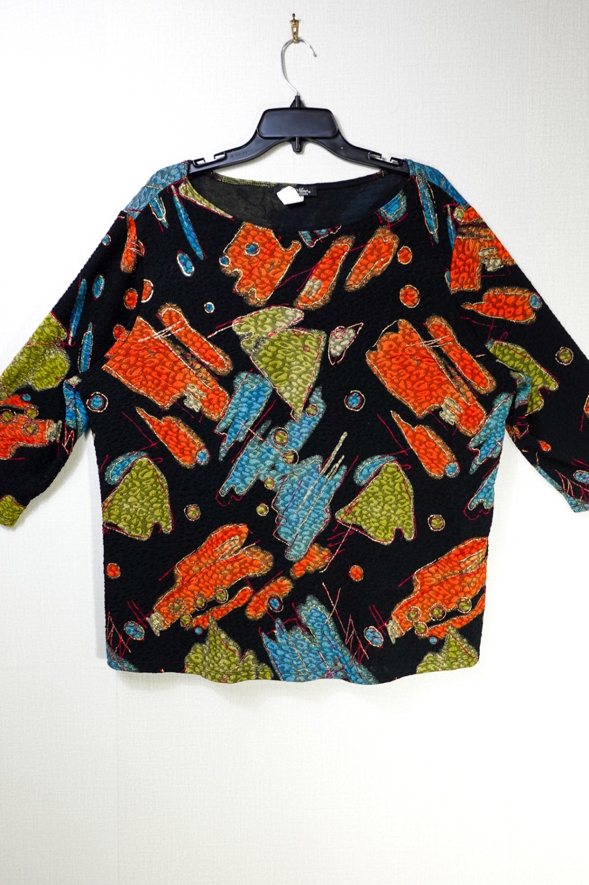 Only Nine Woman, 3/4 SLEEVE TOP, 3X, Multicolor